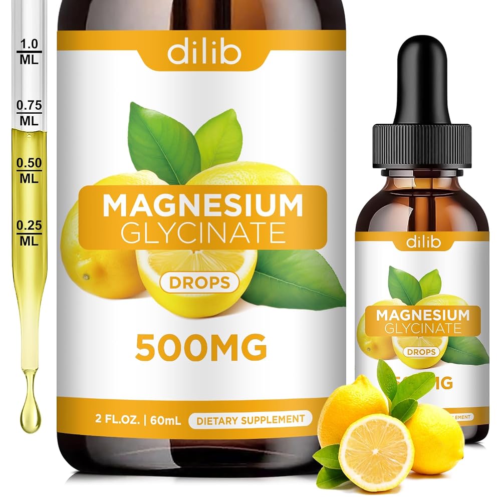 Dilib Magnesium Glycinate 500mg Liquid Drops for Sleep - 2 Fl Oz