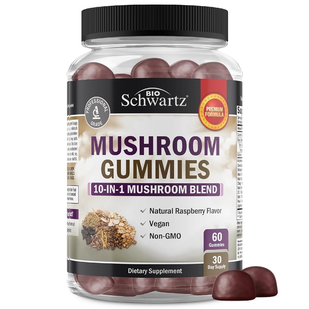 BioSchwartz Mushroom Gummies for Mood and Focus - 60 Count
