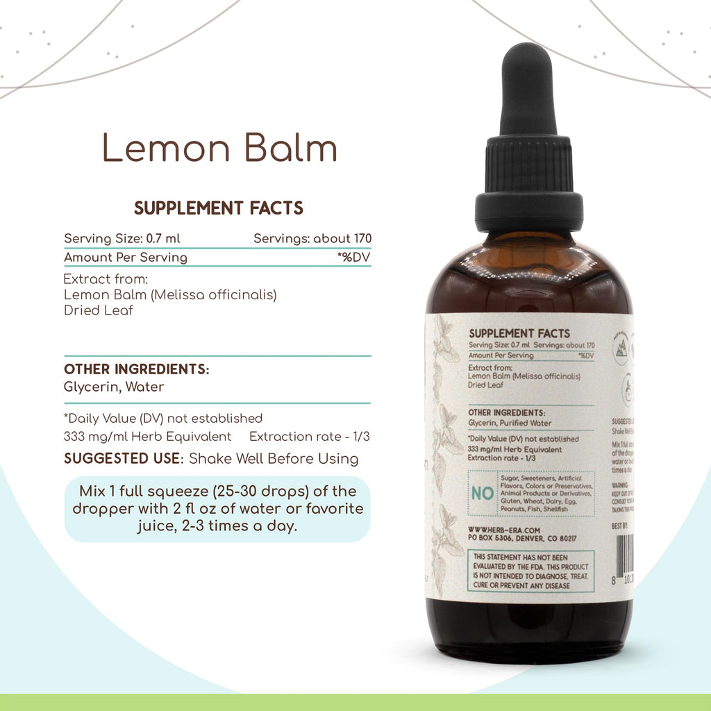 HerbEra Lemon Balm Alcohol-Free Herbal Extract Tincture