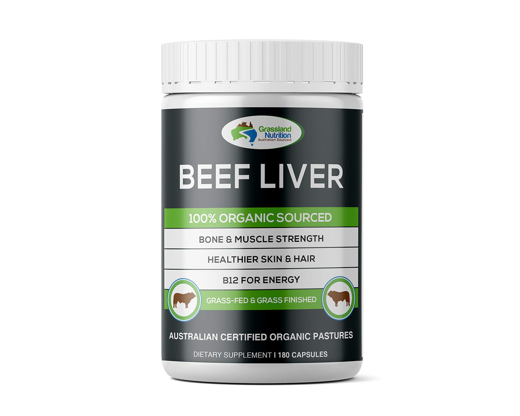 Grassland Nutrition Grass Fed Beef Liver Capsules for Energy - 180 Capsules