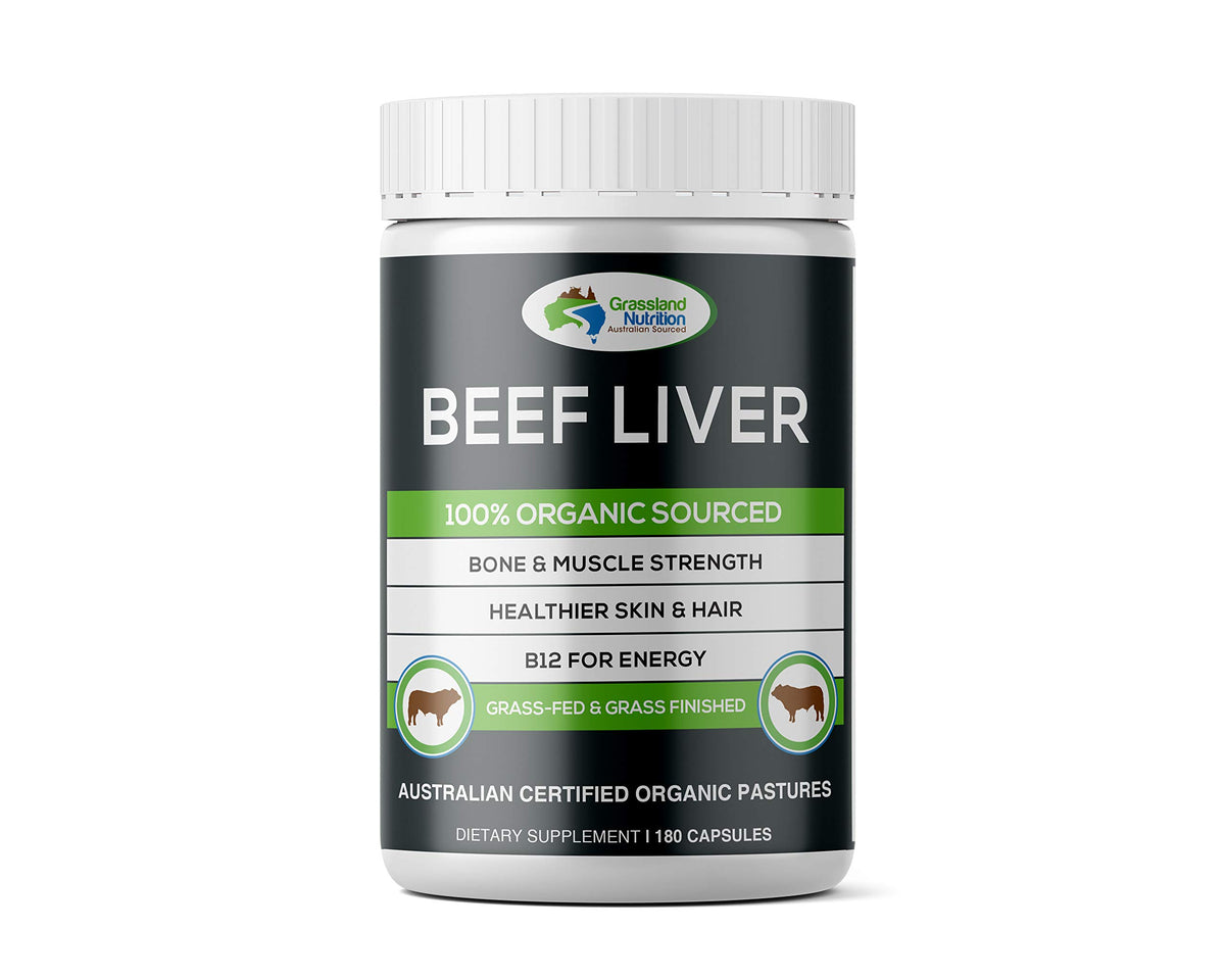 Grassland Nutrition Grass Fed Beef Liver Capsules for Energy - 180 Capsules