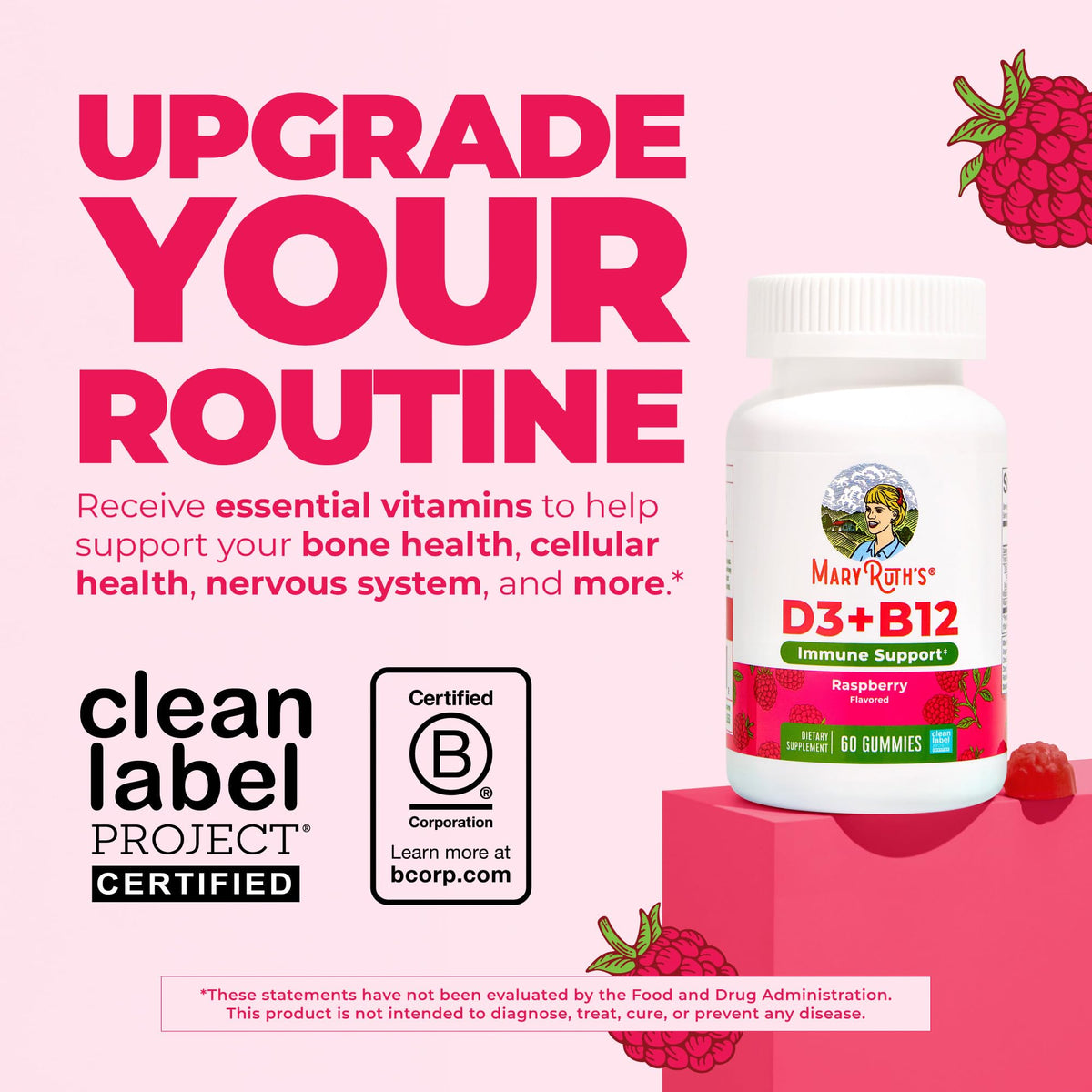 MARYRUTH'S Vitamin D3 + B12 Gummies for Ages 4+ - 60 Servings - image 2