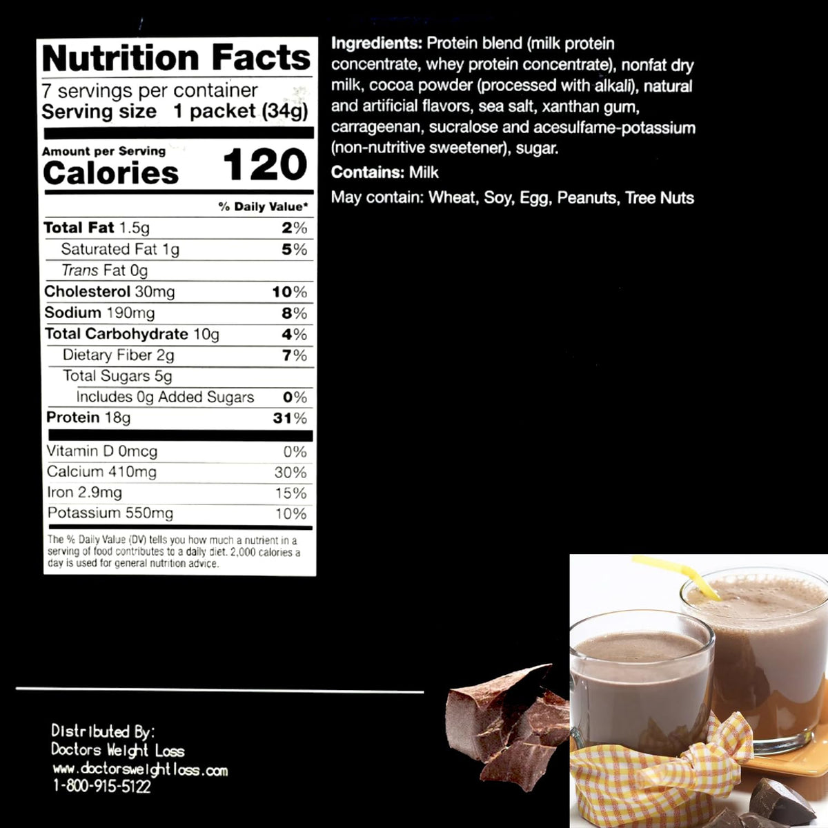 ProtiWise High Protein Drink Mix Chocolate - 7 Pack - image 2