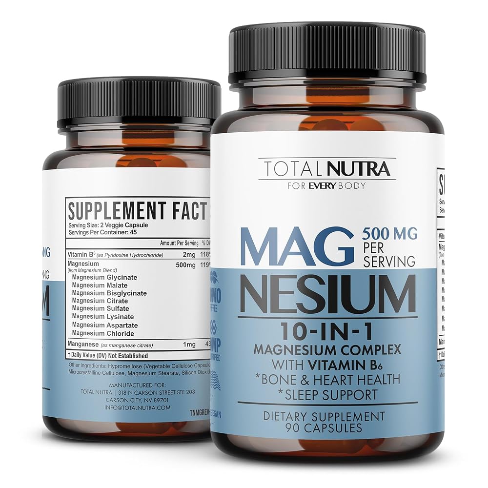 Total Nutra 10-in-1 Magnesium 500 mg for Sleep - 90 Capsules