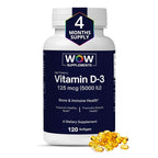 WOW Supplements Vitamin D3 5000 IU Softgels - 120 Count