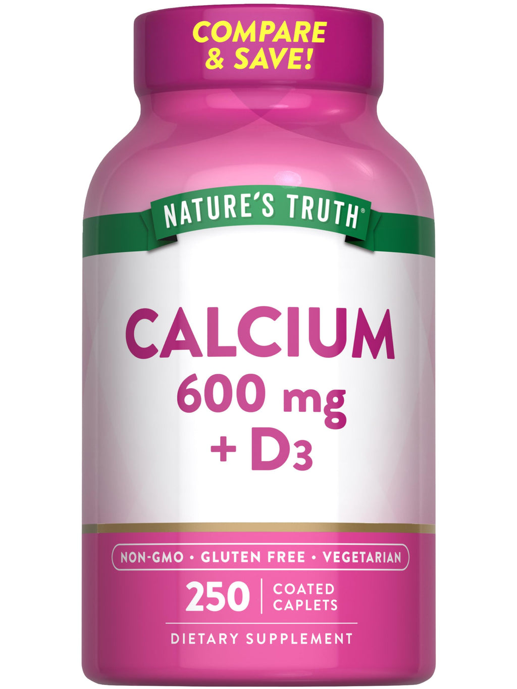 Nature's Truth Calcium 600mg with Vitamin D3 - 250 Caplets