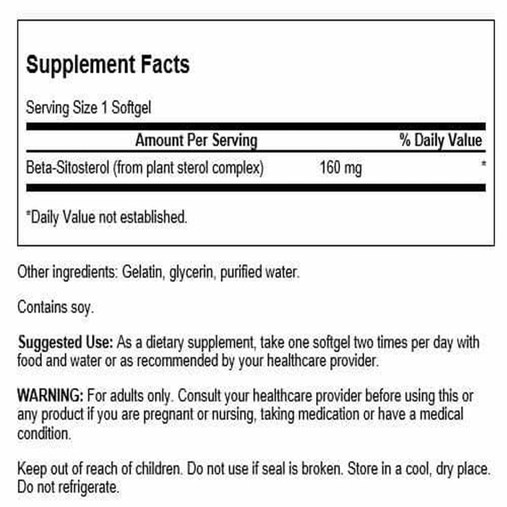 Swanson Beta Sitosterol Plant Sterol Formula 160 mg - 120 Softgels - image 2