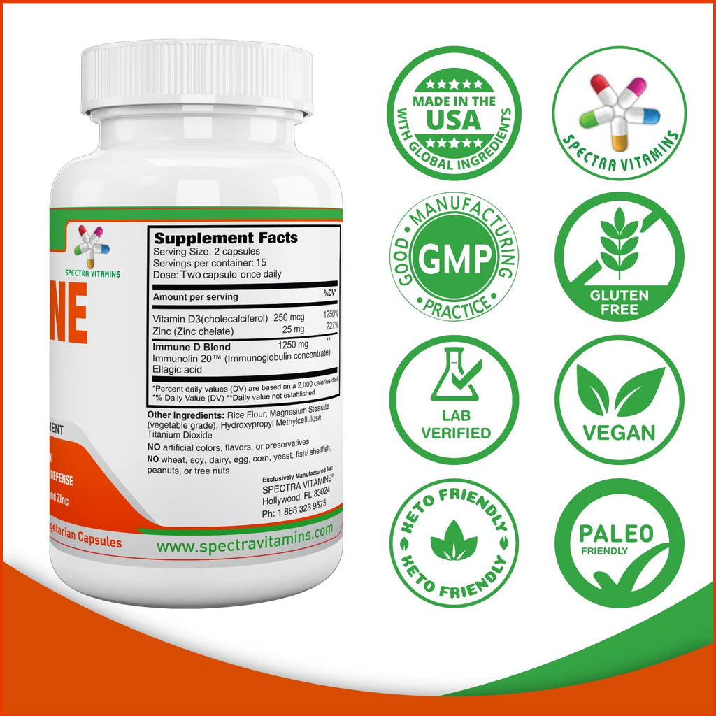 Spectra Vitamins Immune D Support with Vitamin D3 & Zinc - 30 Capsules - image 5
