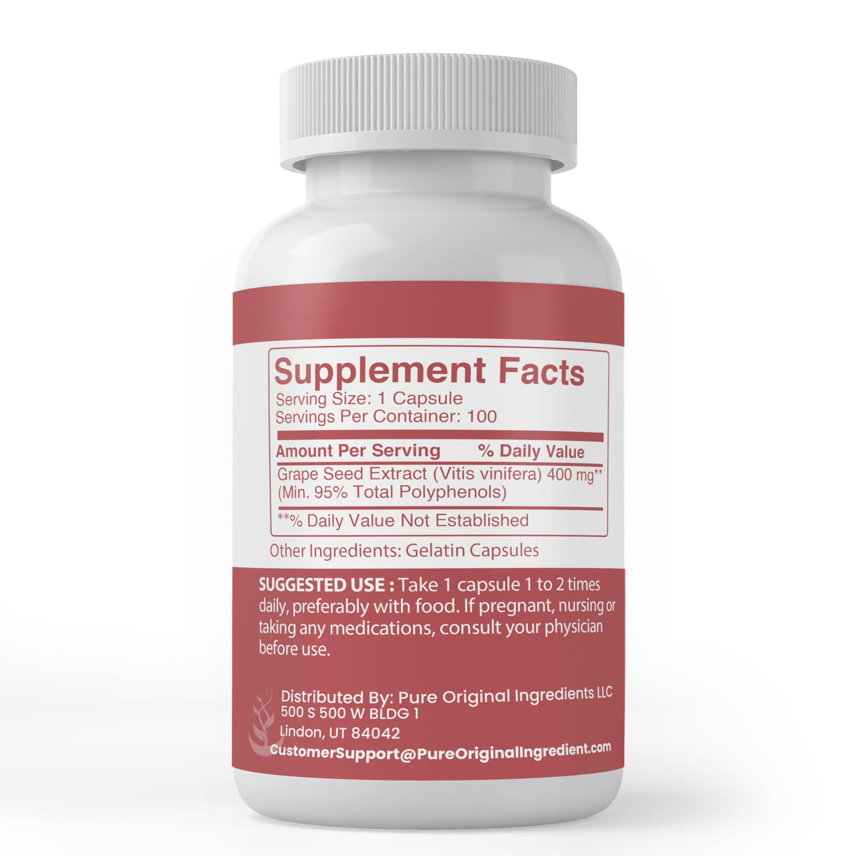 PURE ORIGINAL INGREDIENTS Grape Seed Extract - 100 Capsules - image 2