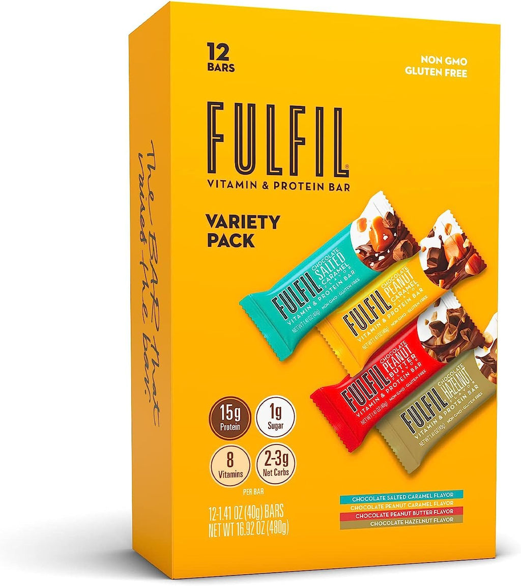 FULFIL Protein Snack Bars Variety Pack, Gluten Free - 12 Count