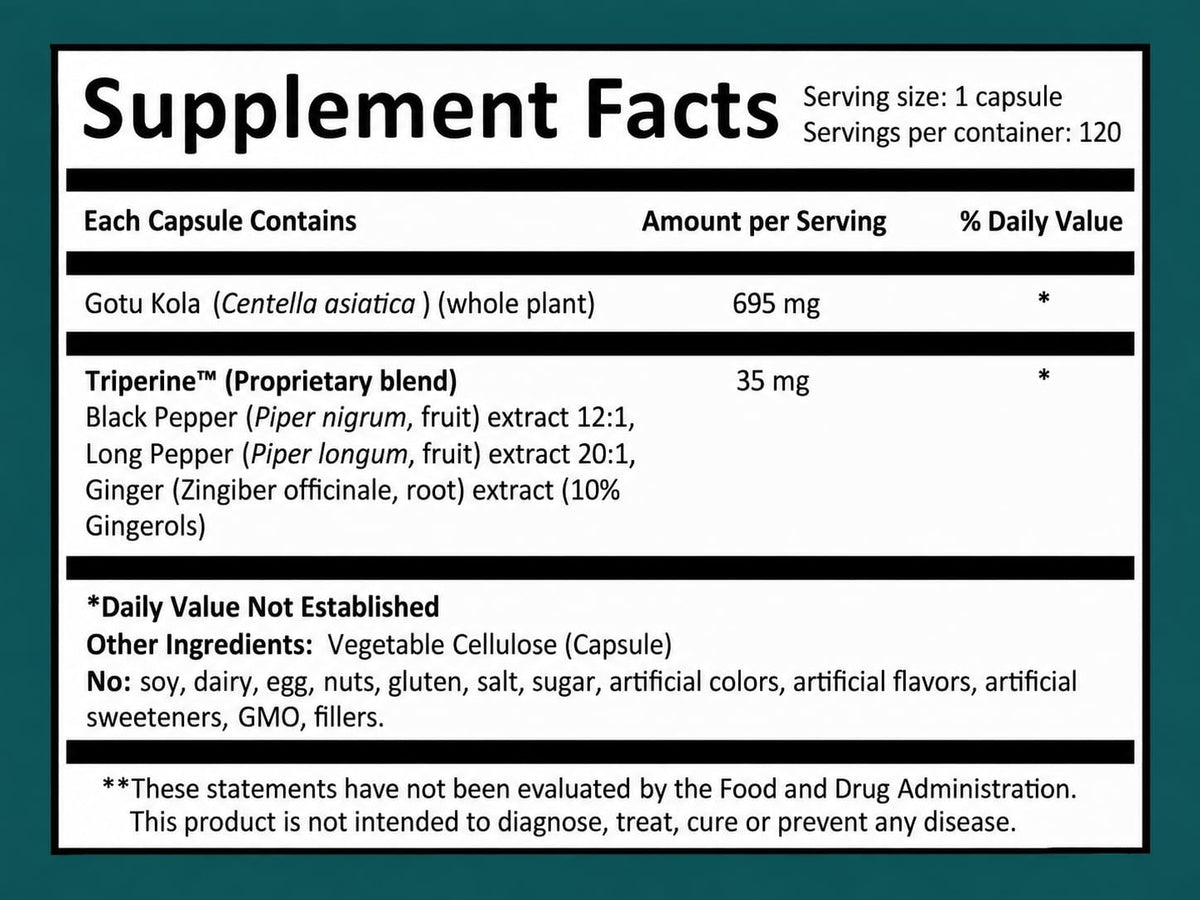 Harmony Nutraceuticals Gotu Kola Supreme Vegetarian Capsules - 120 Count - image 2