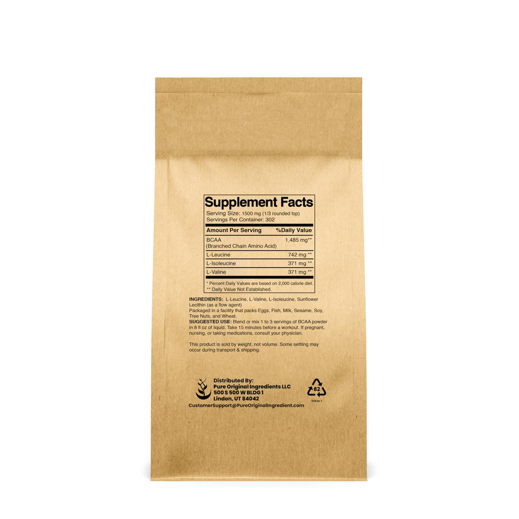 PURE ORIGINAL INGREDIENTS Unflavored Instantized BCAA Powder