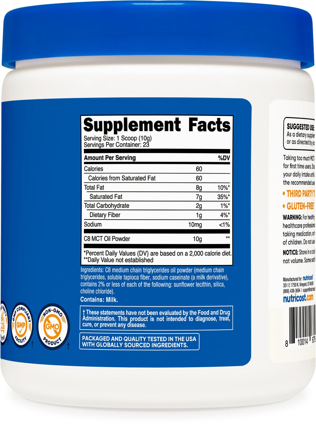 Nutricost C8 MCT Oil Powder - 95% C8 MCT Oil Powder