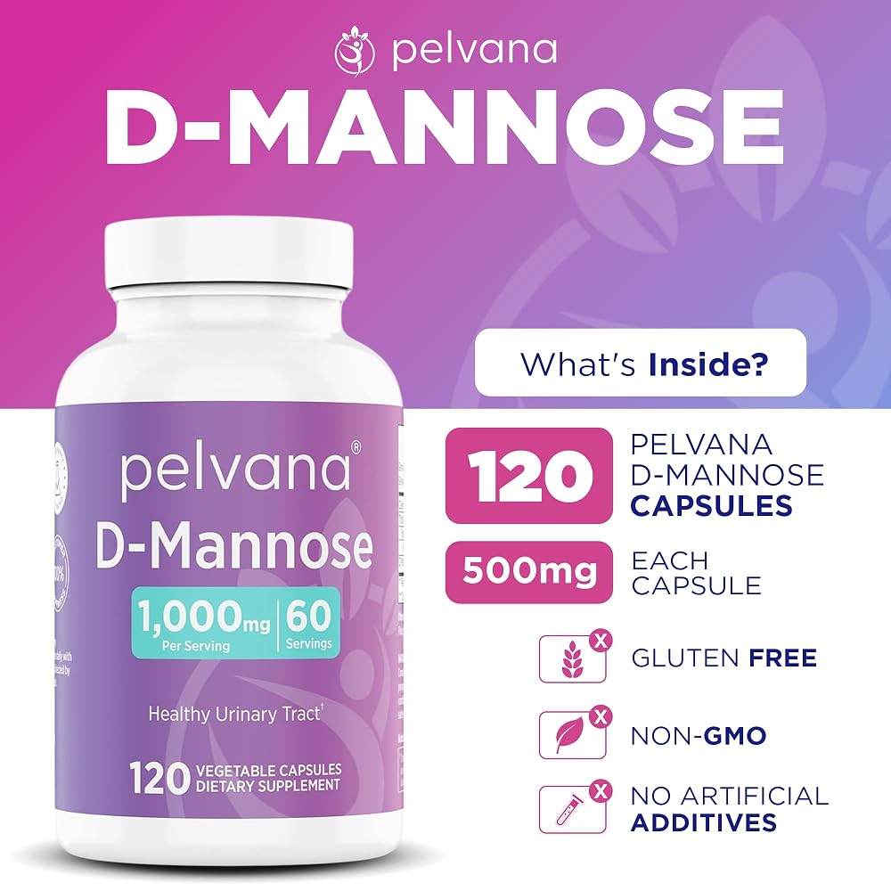 Pelvana D-Mannose 500mg Capsules for Healthy Urinary Tract - 120 Count - image 2