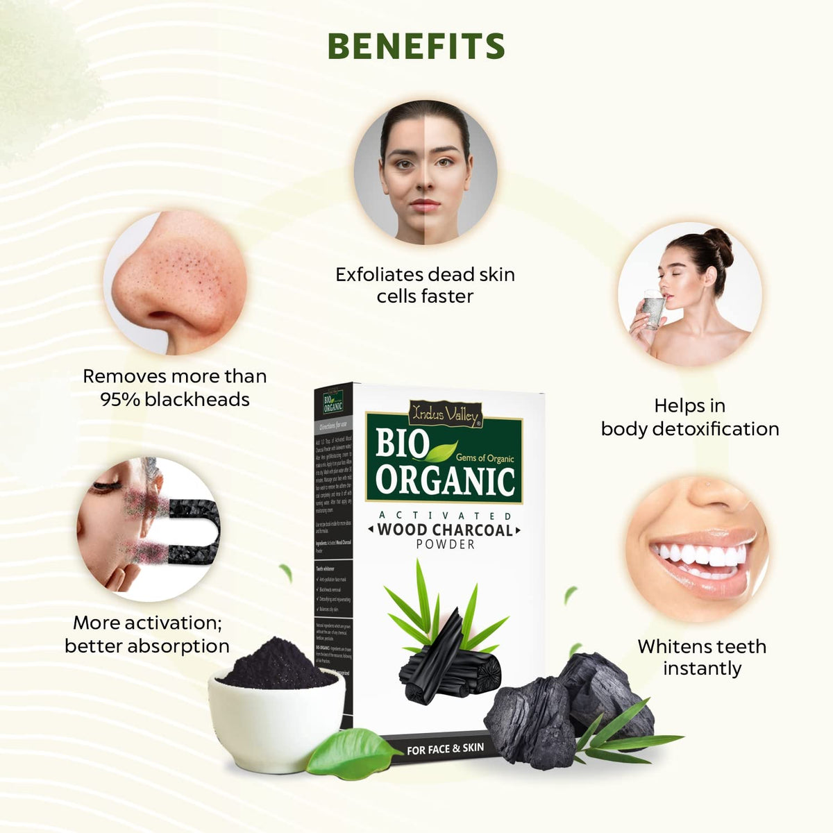 INDUS VALLEY Activated Charcoal Powder for Skin - 100g - image 3
