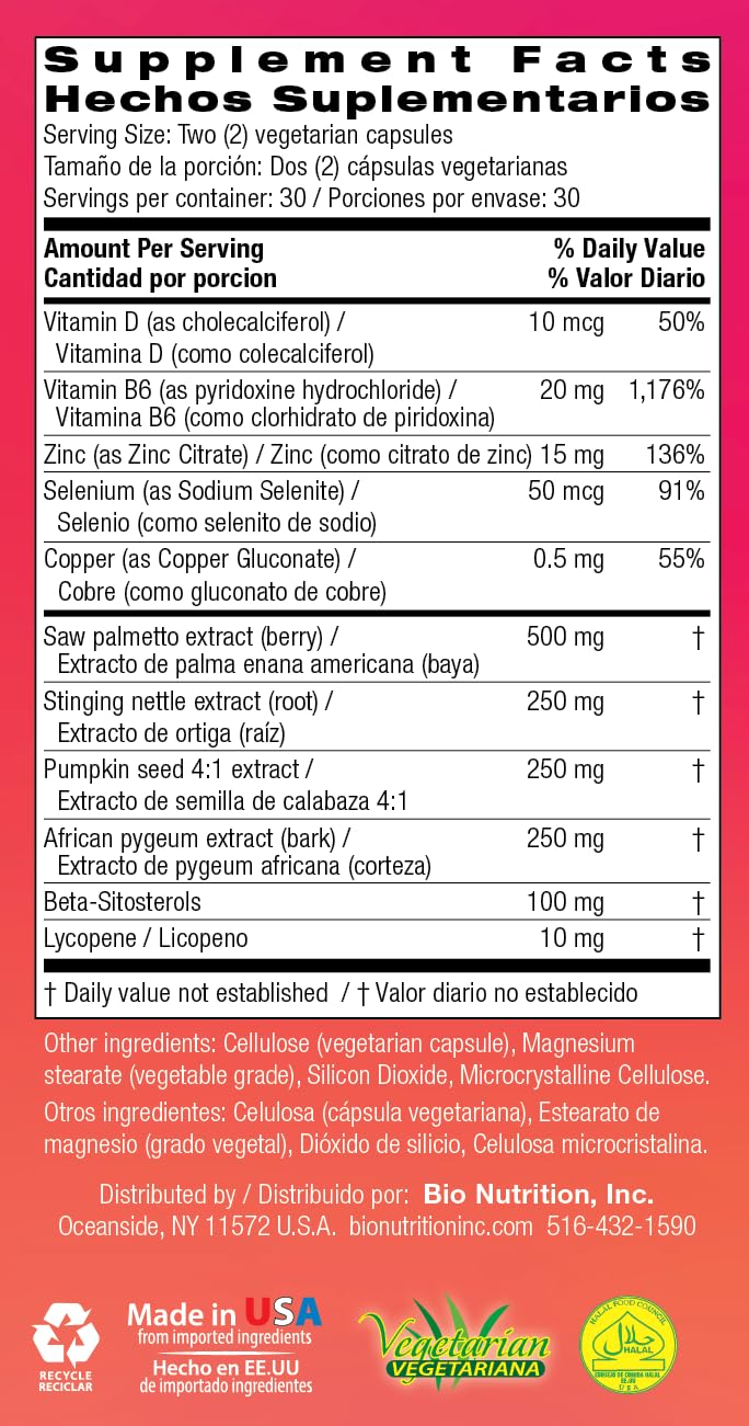 Bio Nutrition Prostate Wellness with Pumpkin Seed Extract - 60 Capsules - image 6