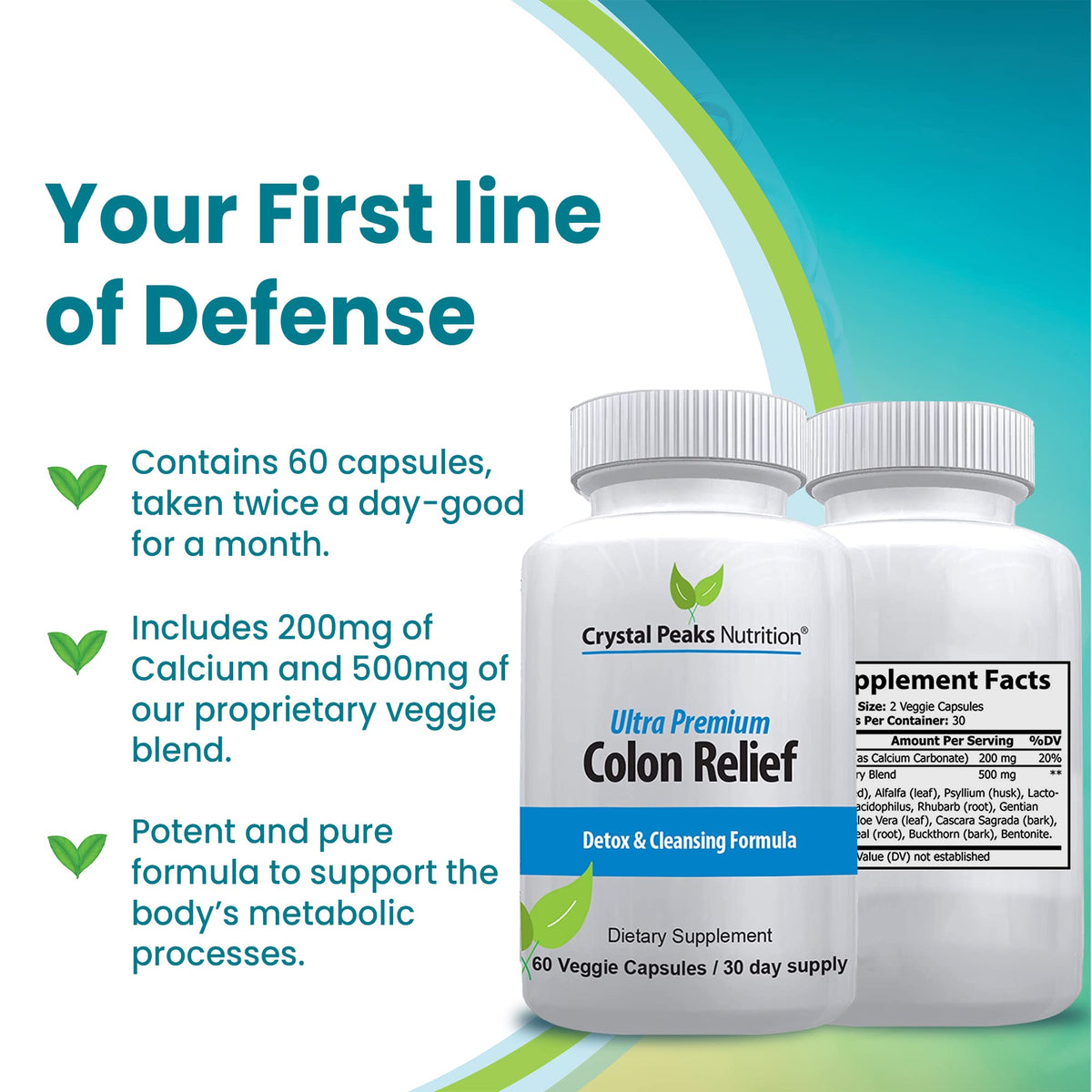 CRYSTAL PEAKS NUTRITION Natural Colon Cleanser Capsules - 60 Count - image 3