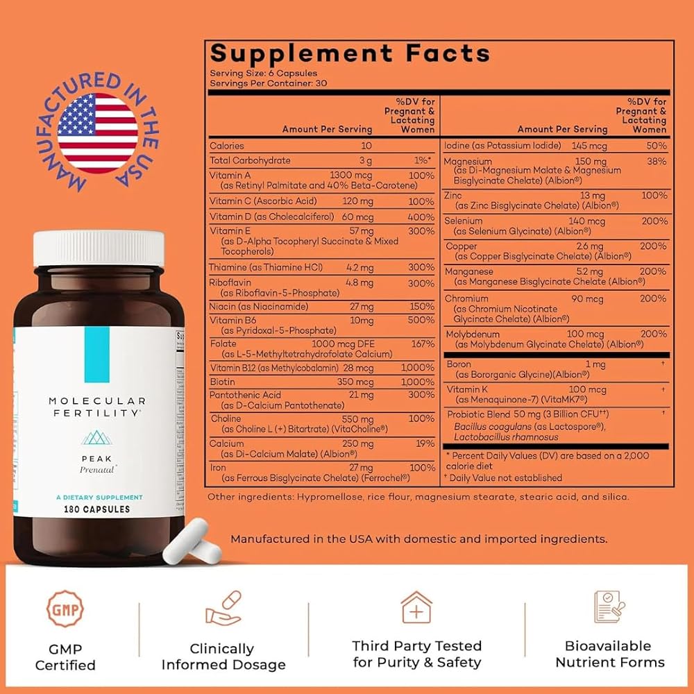 Molecular Fertility Peak Prenatal Vitamins - 180 Capsules - image 5