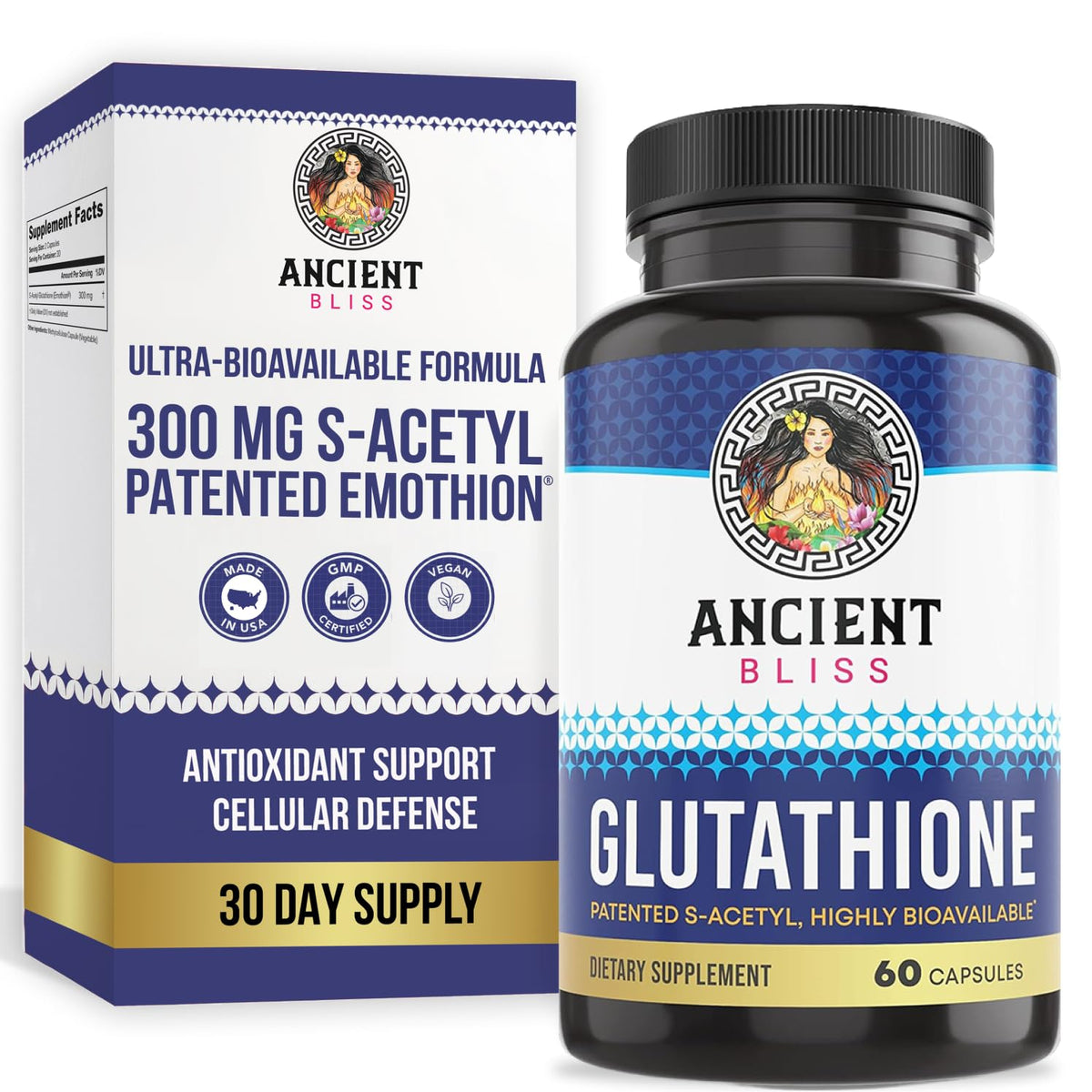 Ancient Bliss S-Acetyl Glutathione Antioxidant - 60 Vegan Capsules