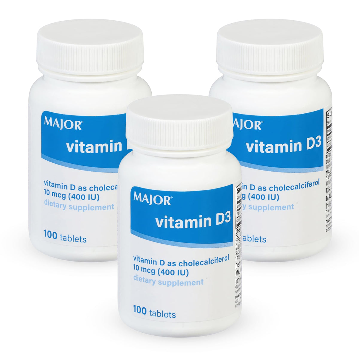 MAJOR Vitamin D3 10mcg (400 IU) with Calcium - 300 Tablets