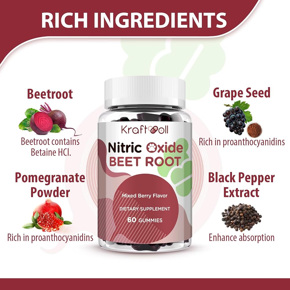 Kraftvoll Beet Root Gummies 6000mg Nitric Oxide Booster - 60 Gummies - image 6