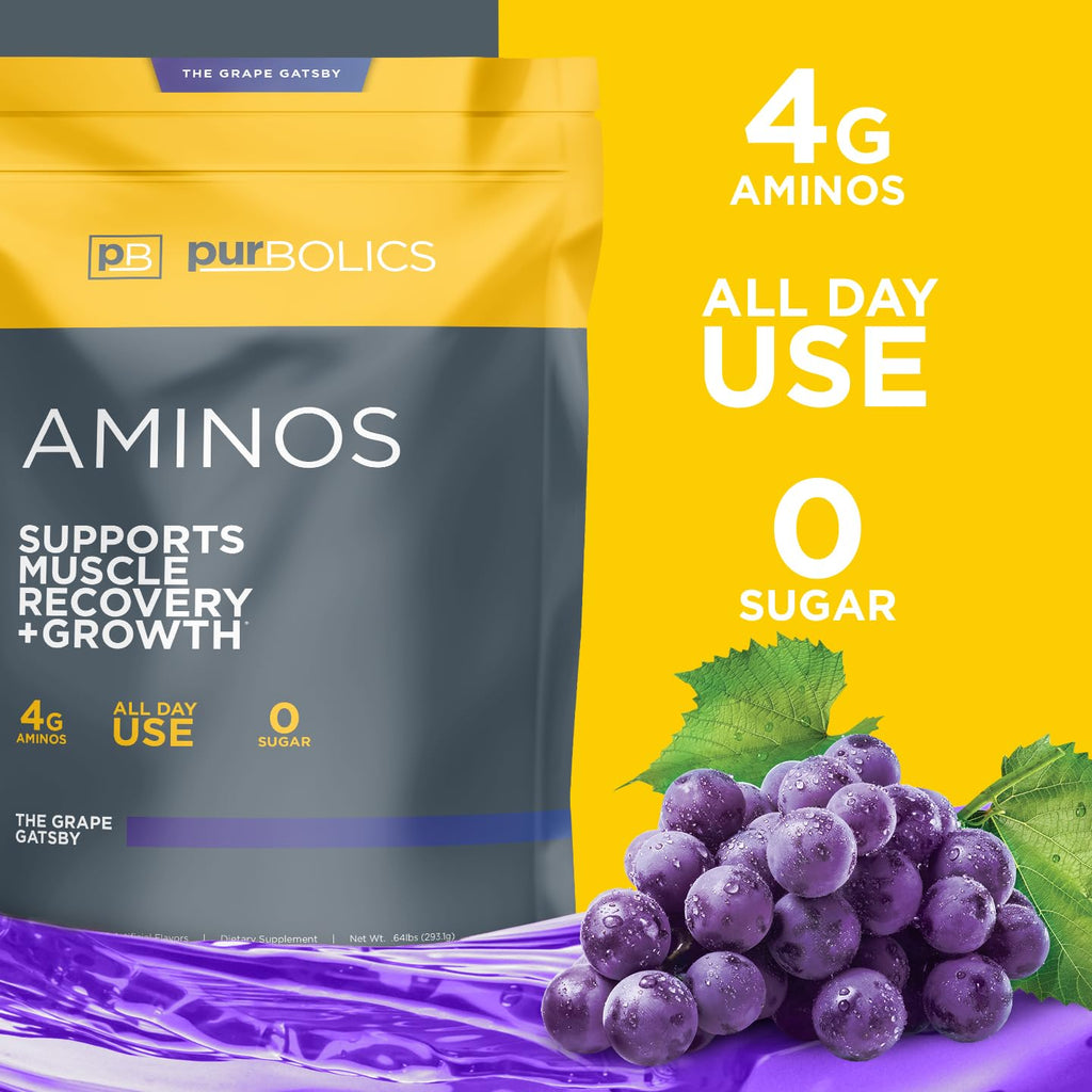 Purbolics Aminos Amino Acid Powder Grape Gatsby - 60 Servings - image 3