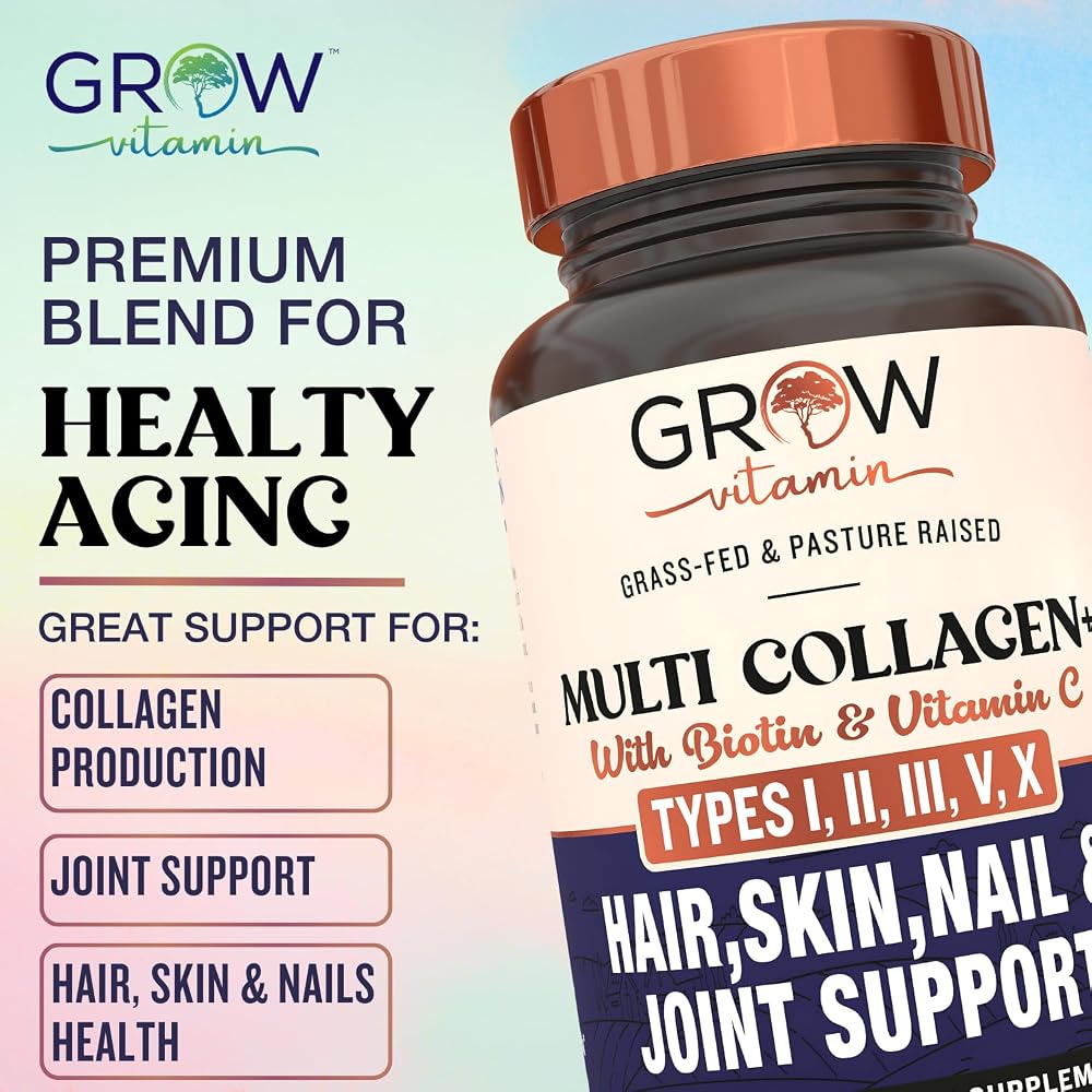 grow vitamin Multi Collagen Capsules Types I, II, III, V & X - 90 Capsules - image 2