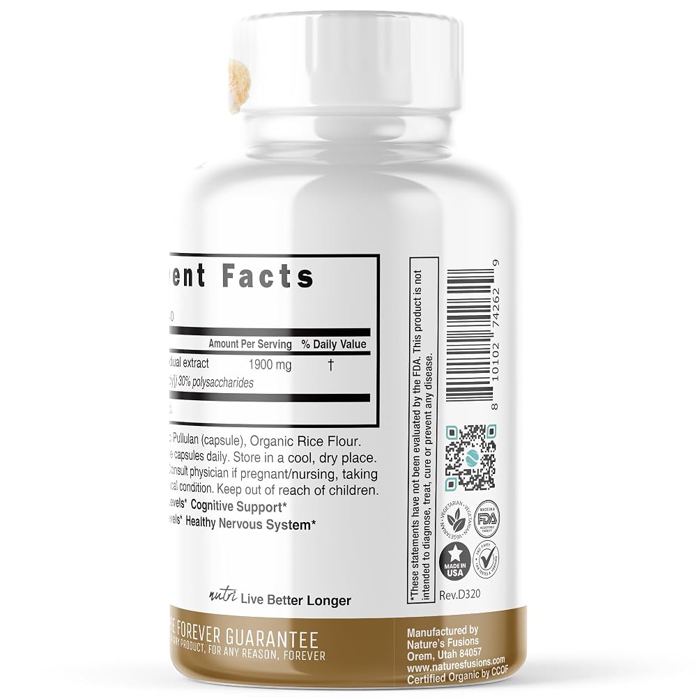 Nature's Fusions Lion's Mane 1900mg Cognitive Support - 120 Capsules - image 5