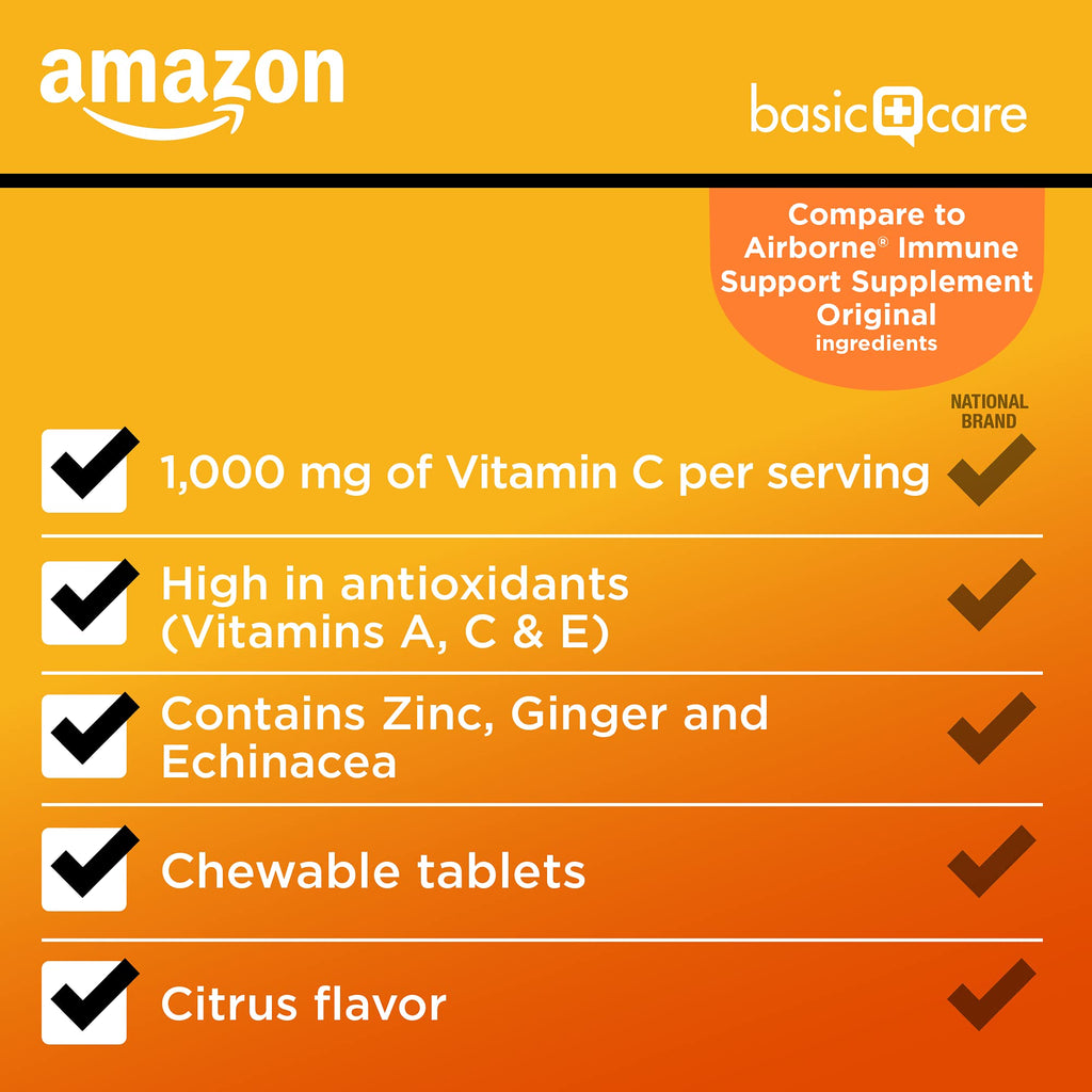 Amazon Basic Care Immune Support Chewable Tablets Citrus - 116 Count - image 3