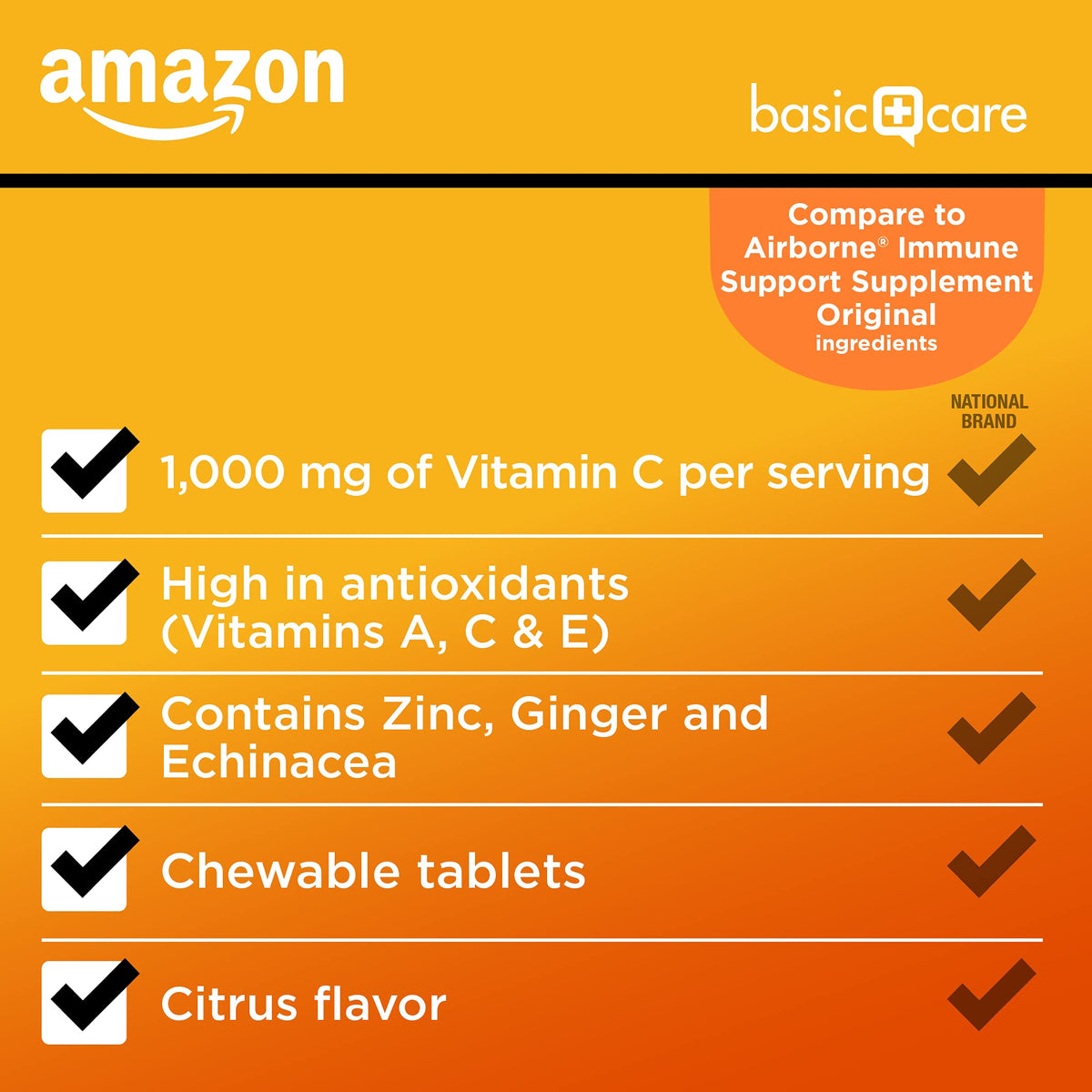 Amazon Basic Care Immune Support Chewable Tablets Citrus - 116 Count - image 3