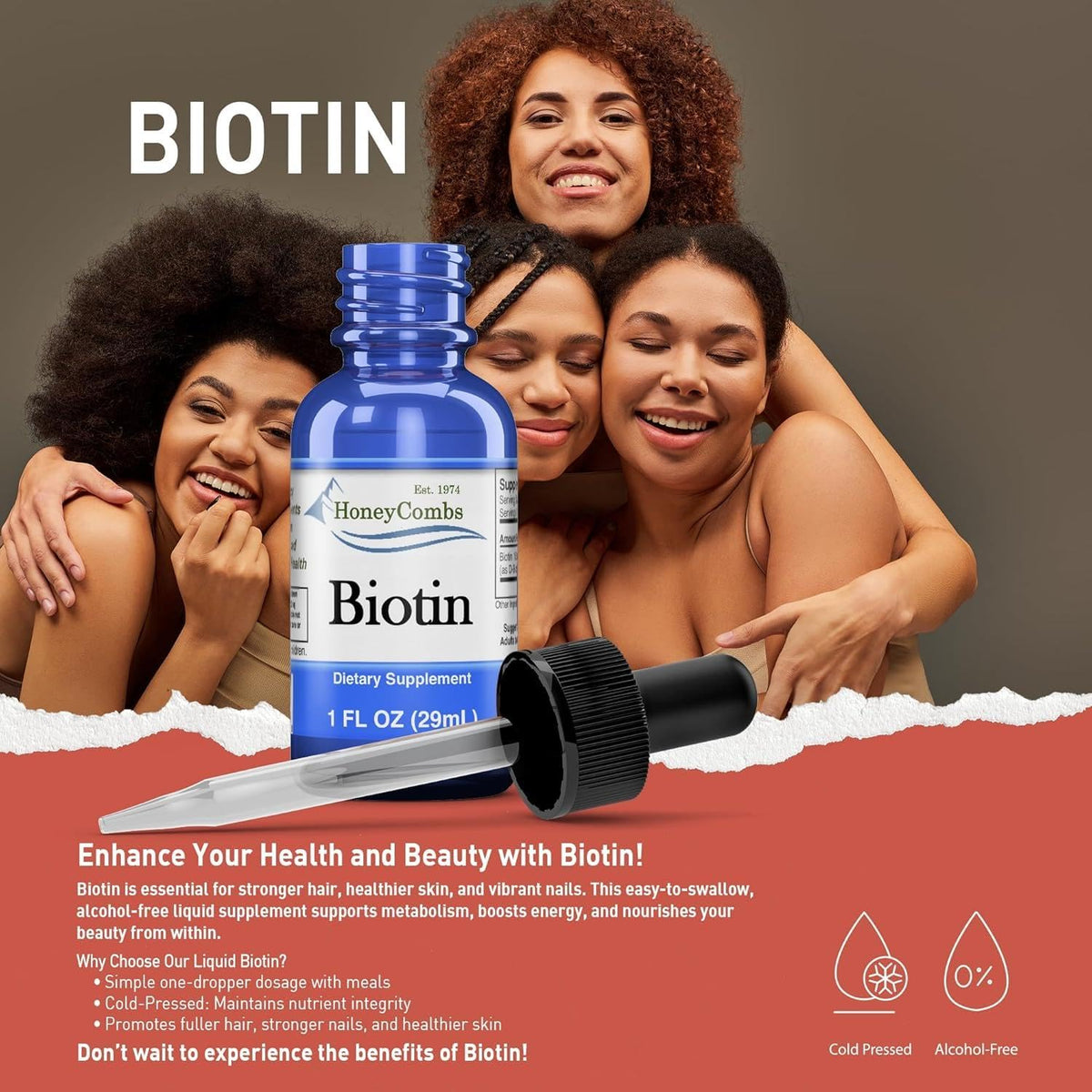 HoneyCombs Biotin B7 Liquid Drops Hair, Skin & Nails Support - 1 oz - image 4