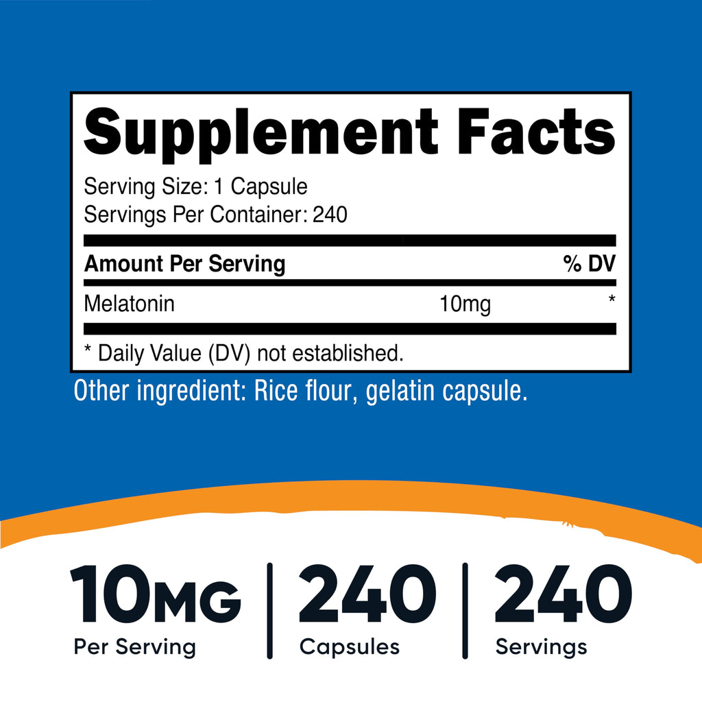 Nutricost Melatonin 10mg Sleep Support - 240 Capsules - image 2