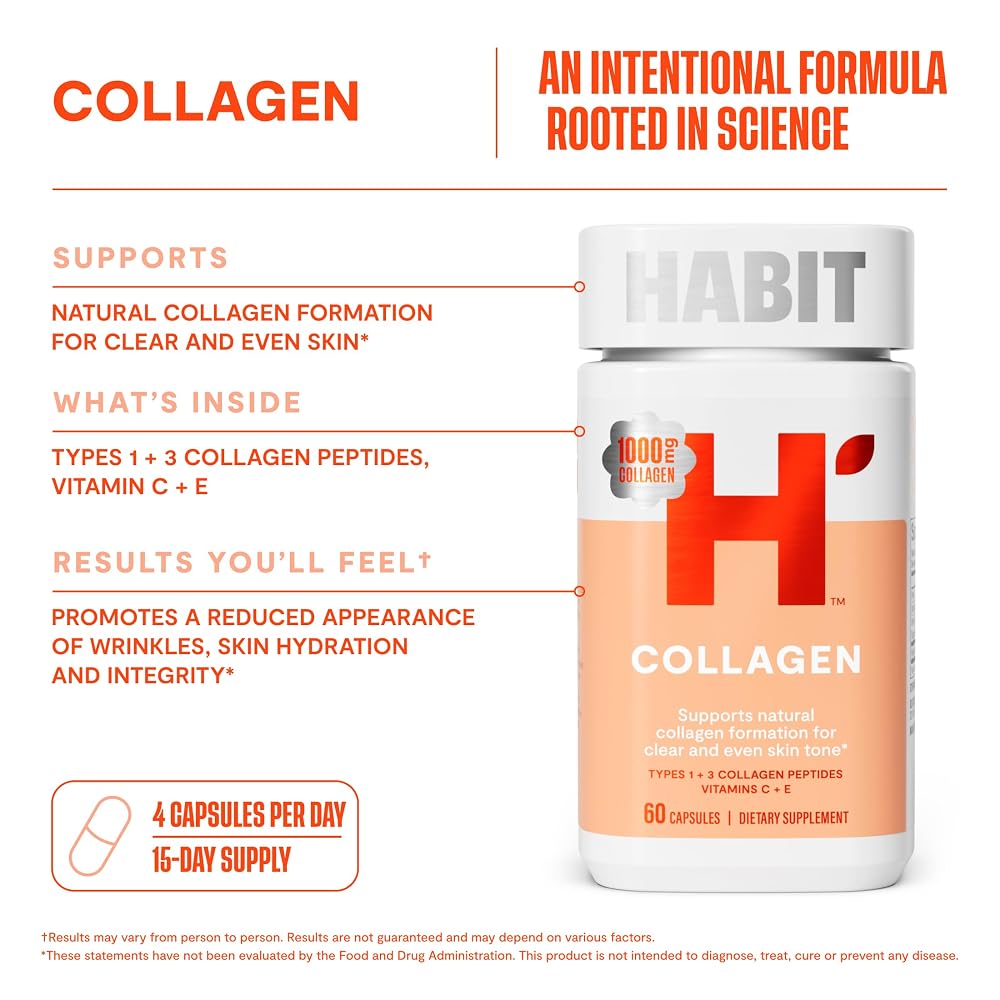 Health by Habit Capsule Collagen Standard 60 PC Count Container