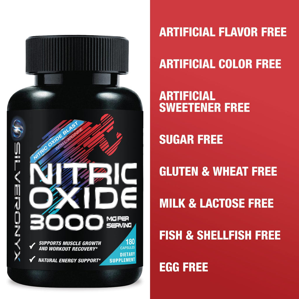 SILVERONYX Nitric Oxide Supplement 3000mg Blend - 3X Strength