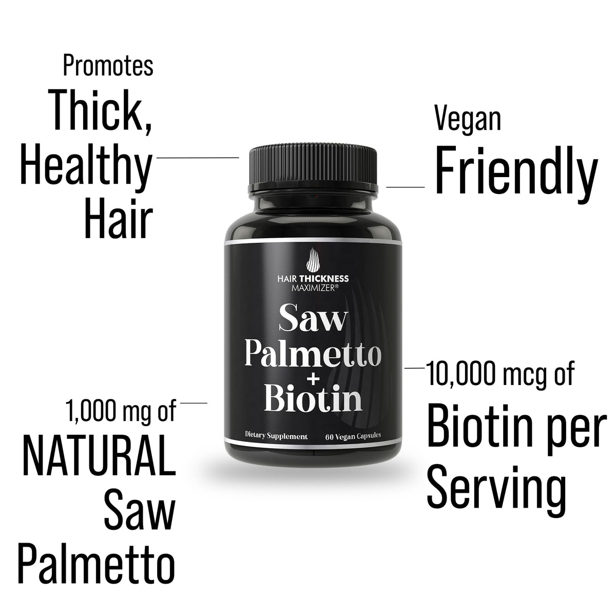 Hair Thickness Maximizer Saw Palmetto + Biotin Hair Growth - 60 Capsules - image 2