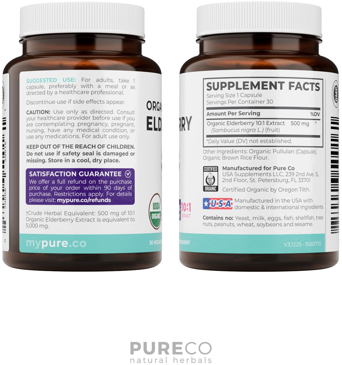 PURE CO Organic Elderberry 500mg Extract Capsules - 30 Count - image 4