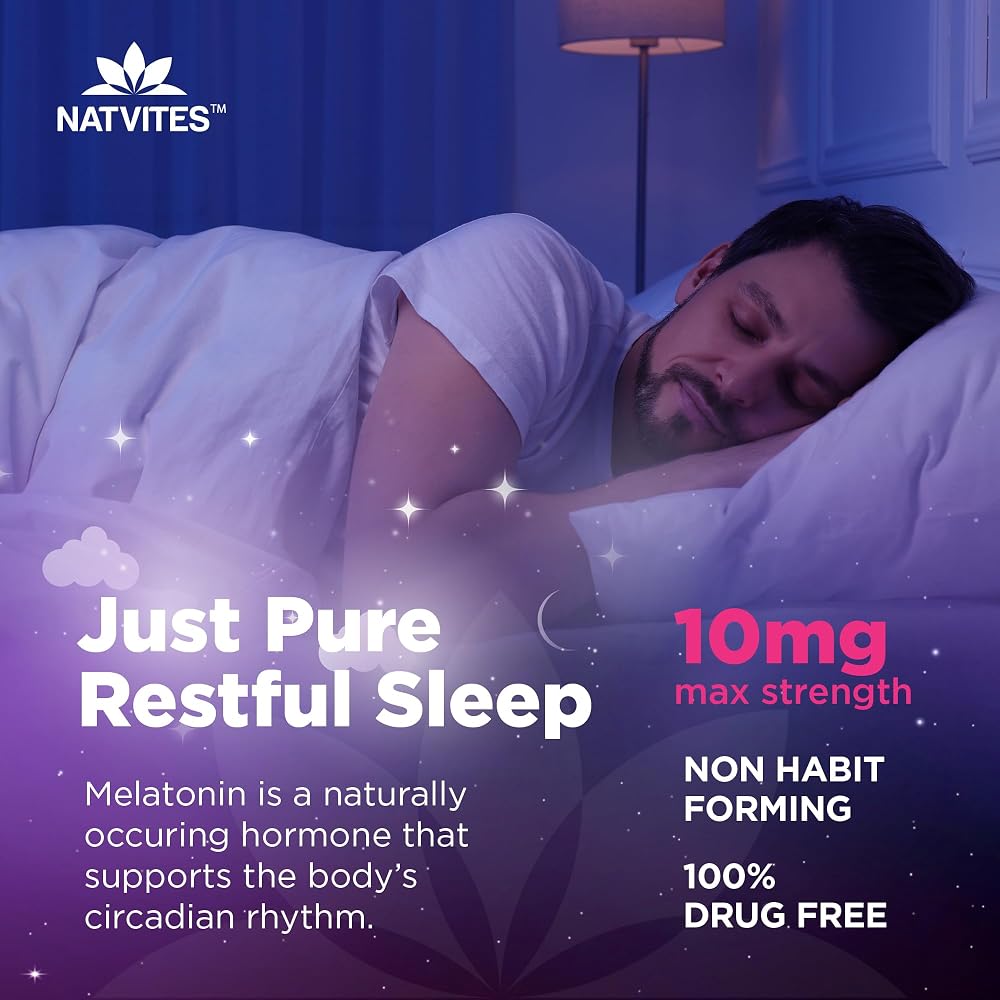 Natvites Melatonin Gummies Max Strength 10mg Sleep Support - 180 Count - image 6