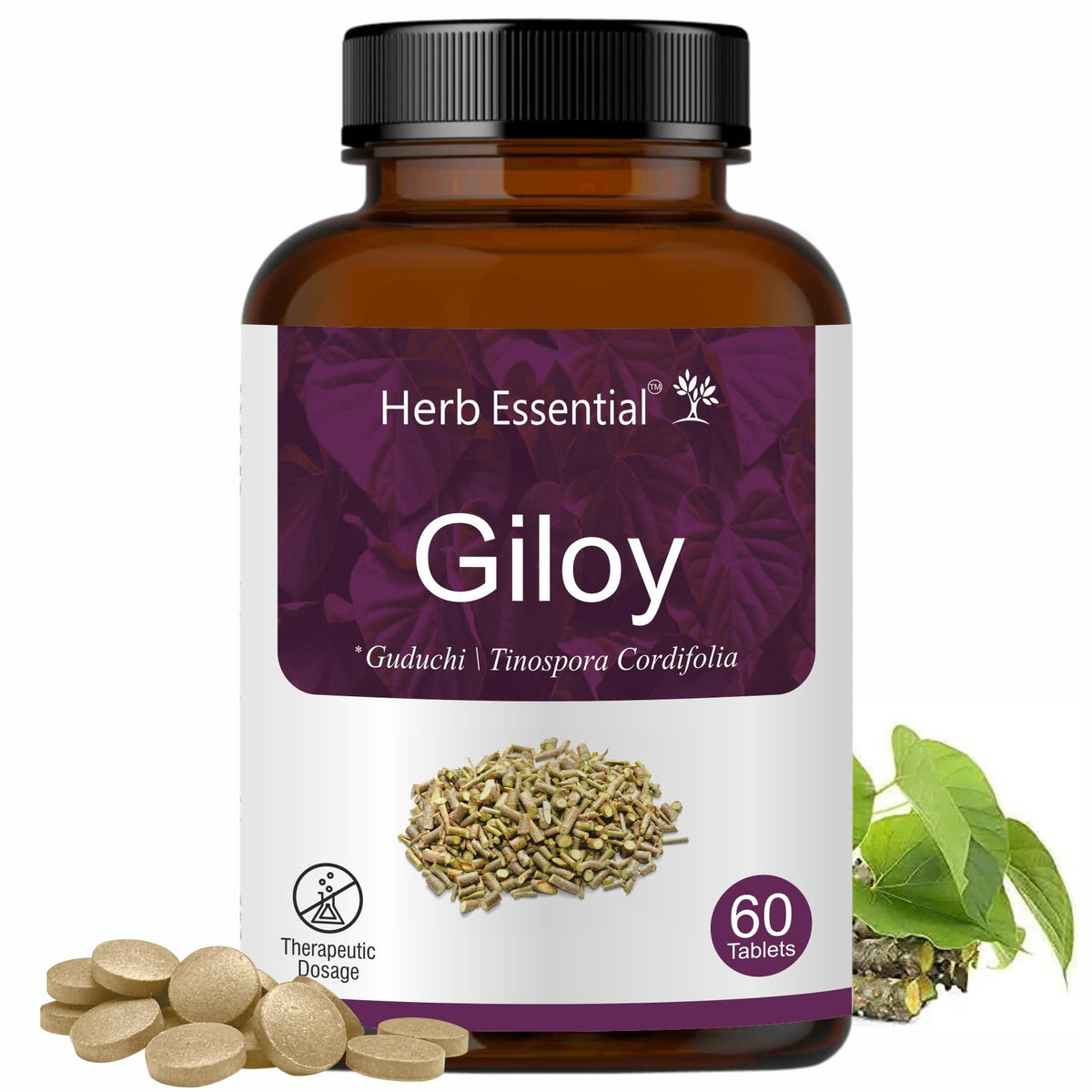 Herb Essential Giloy Tablets 500mg Immune Support - 60 Tablets
