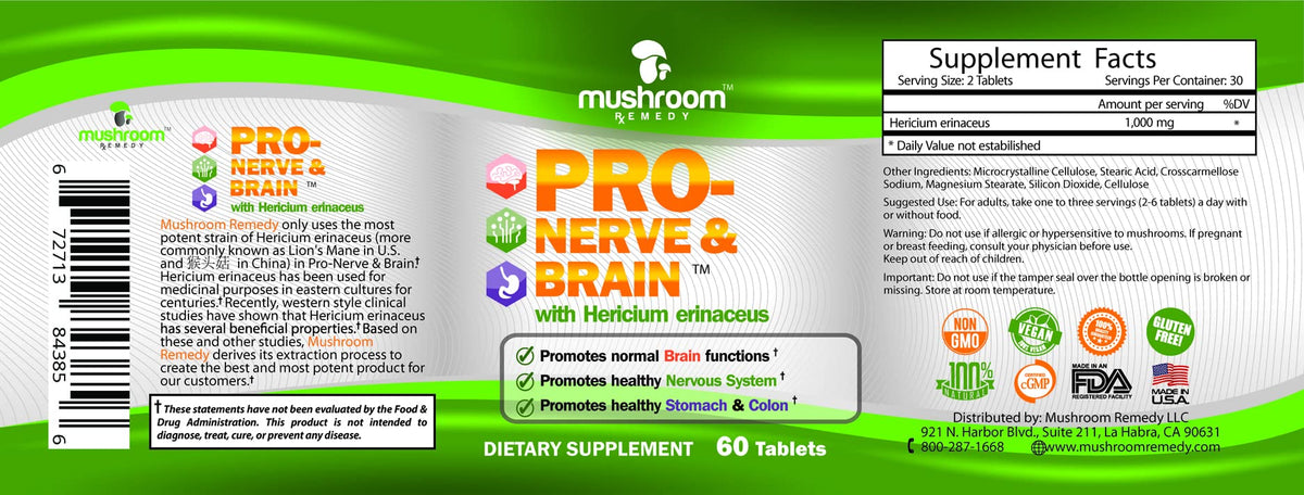 Mushroom Remedy PRO-Nerve & Brain Lion's Mane - 60 Tablets - image 5
