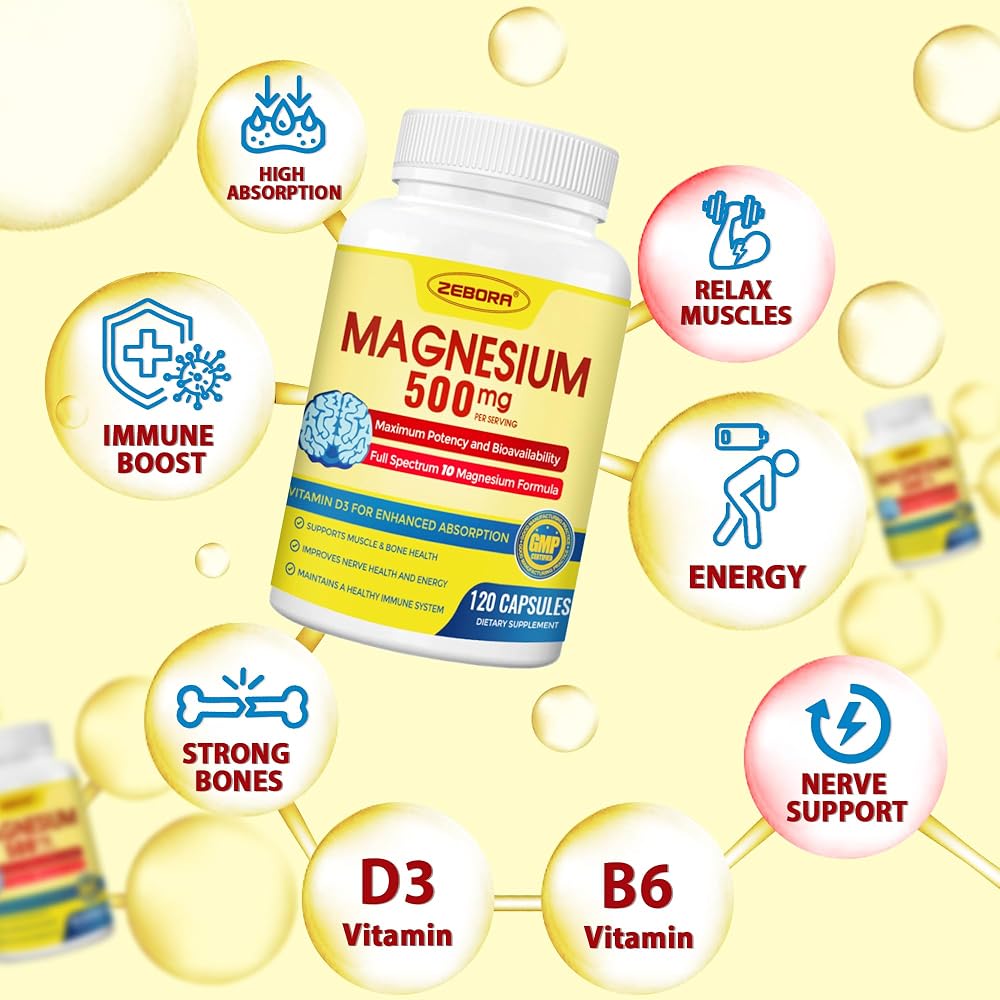 ZEBORA Magnesium Complex 10-in-1 500 mg - 120 Capsules - image 9