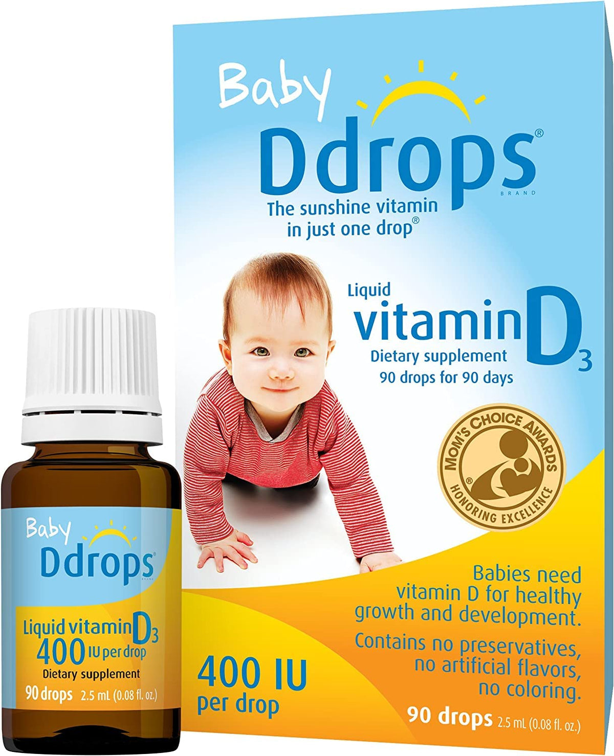 Ddrops Liquid Vitamin D Baby Drops 400 IU - Pack of 8