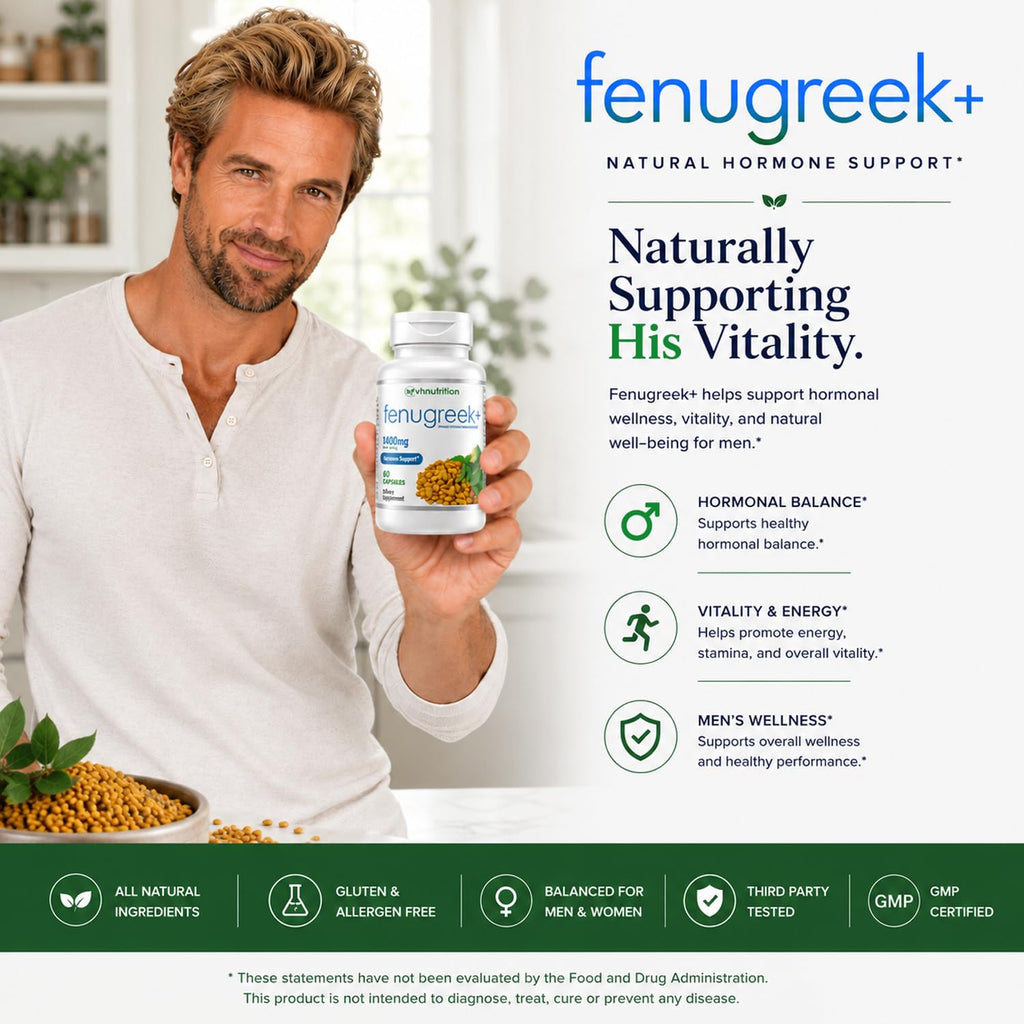 VH Nutrition Fenugreek+ 1400mg Capsules for Hormonal Balance - 60 Count - image 5