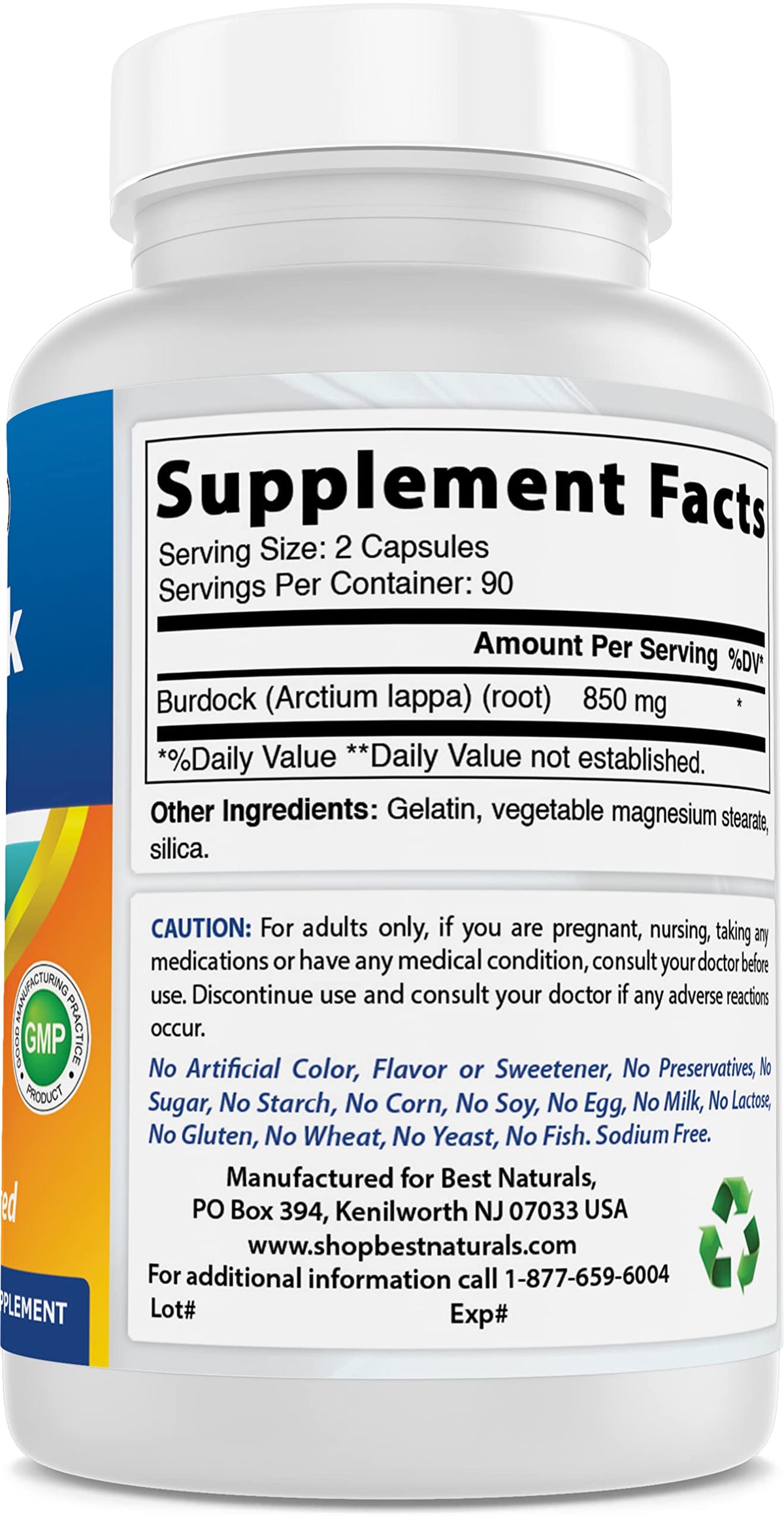 Best Naturals Burdock Root 425 mg 180 Capsules