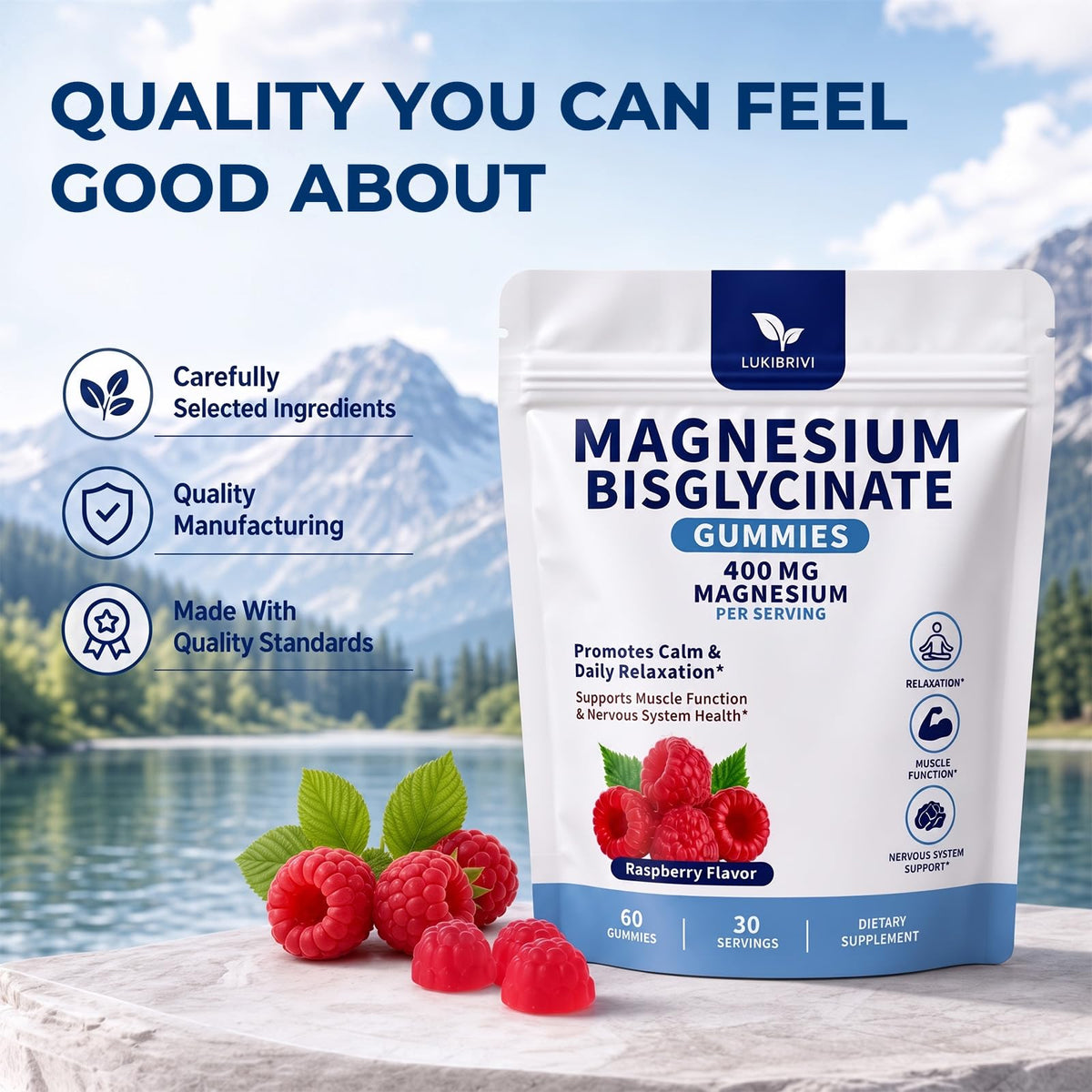 Lukibrivi Magnesium Bisglycinate Gummies 400mg - 60 Gummies - image 7