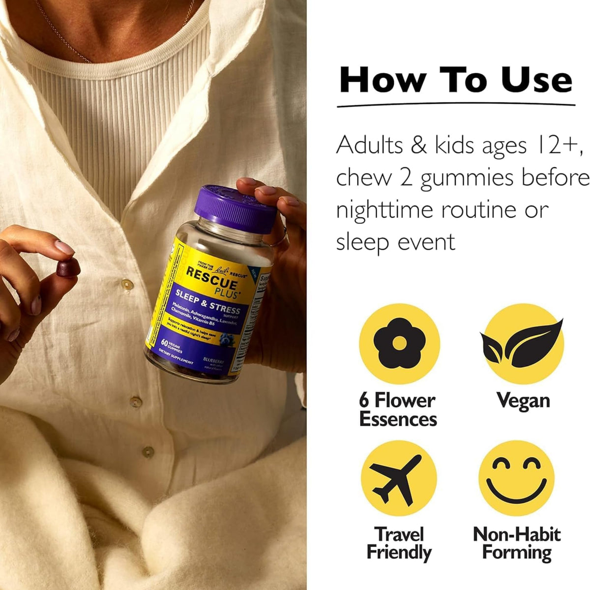 RESCUE Bach Plus Sleep & Stress Support Gummies