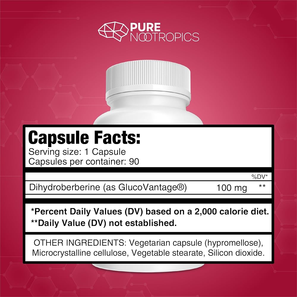 Pure Nootropics Dihydroberberine GlucoVantage 100 mg - 90 Capsules - image 7