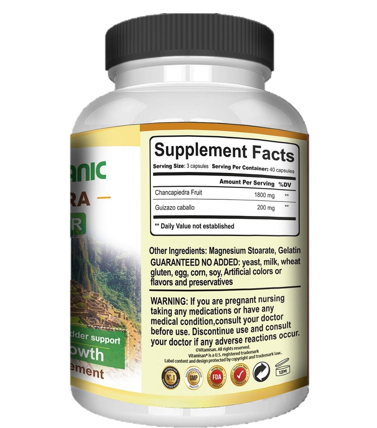 VITAMISAN Organic Chancapiedra Kidney Stone Support - 120 Capsules - image 2