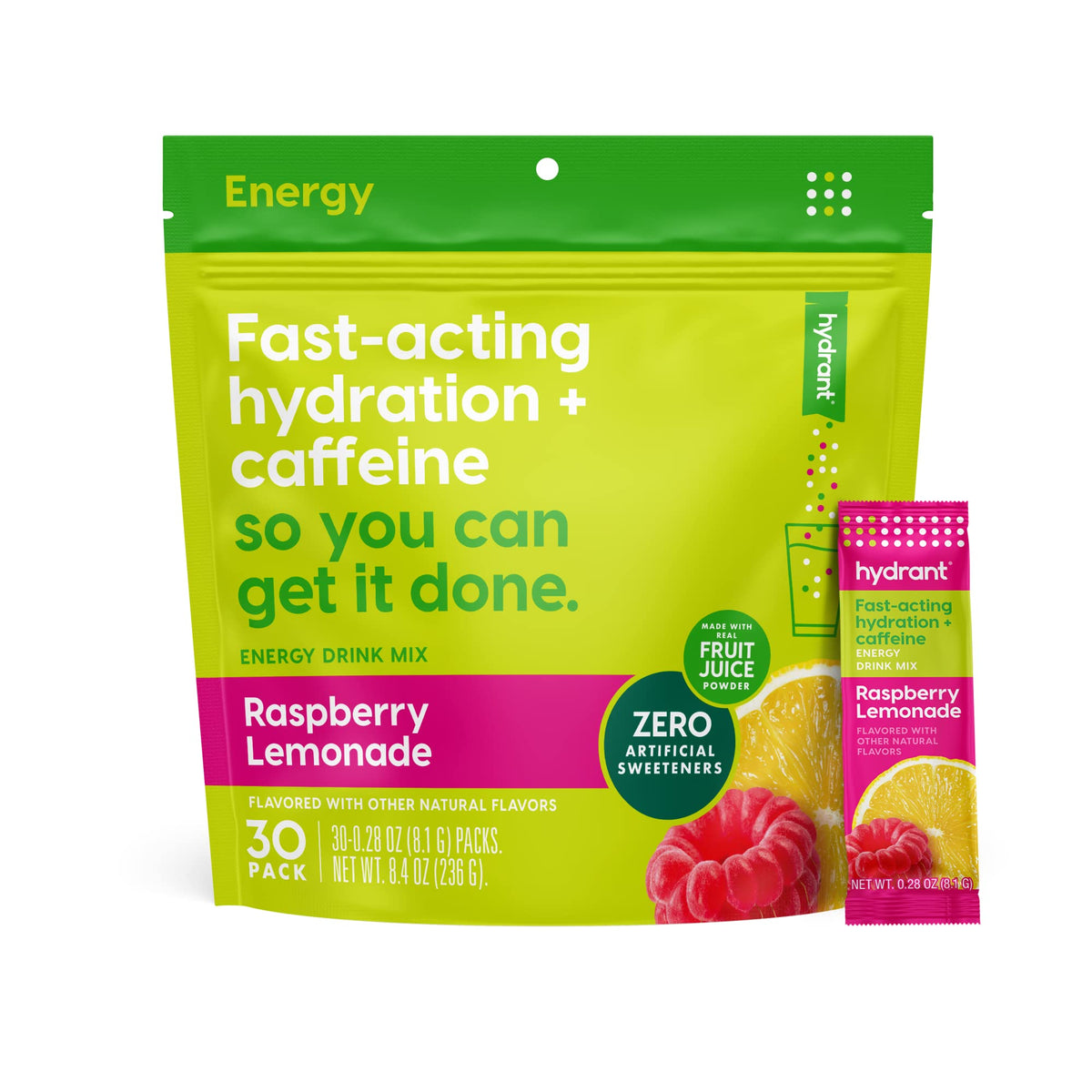 Hydrant Energy Electrolyte Powder Raspberry Lemonade - 30 Sticks