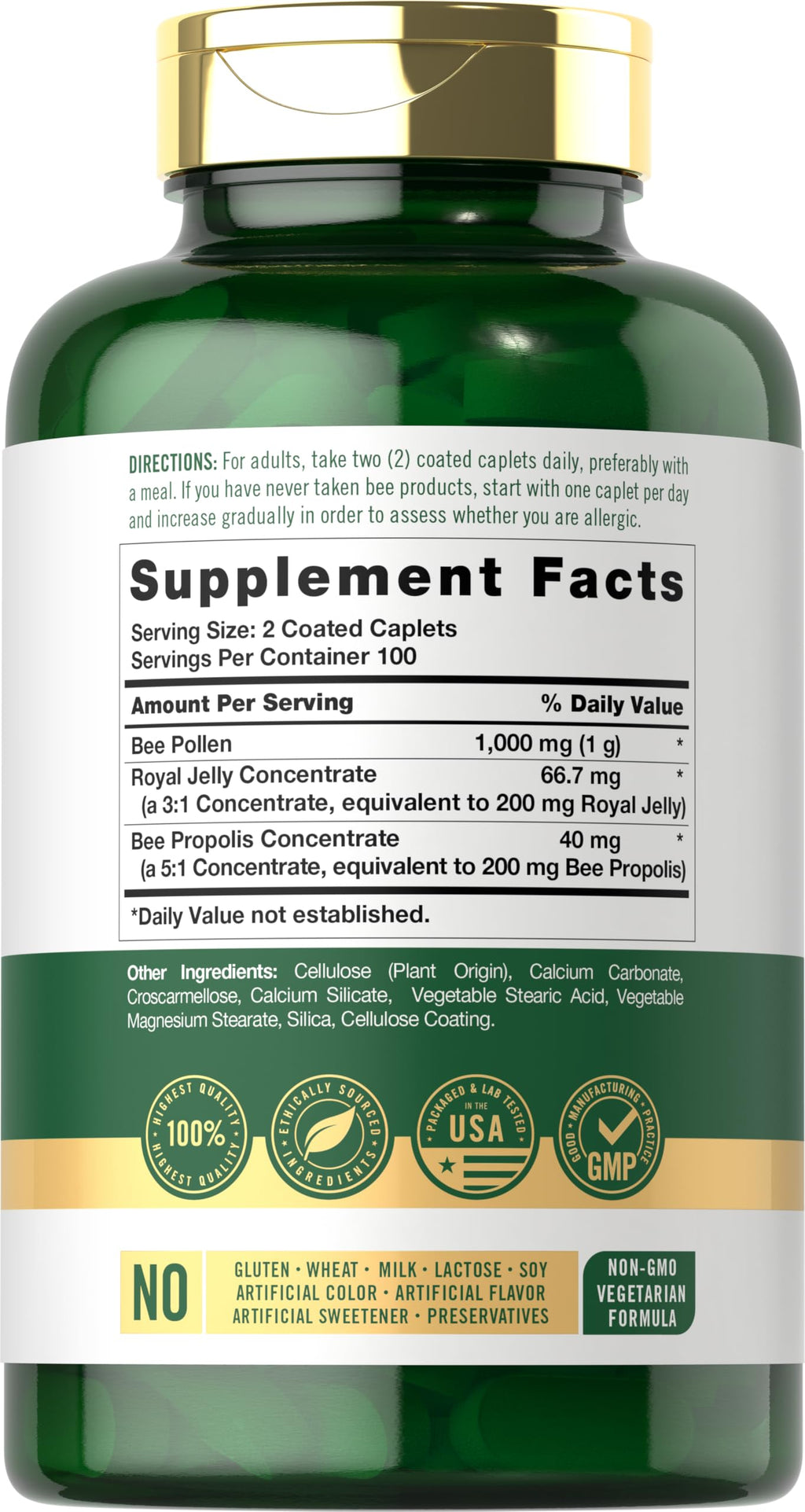 Carlyle Bee Pollen Supplement 1000mg - 200 Caplets - image 2
