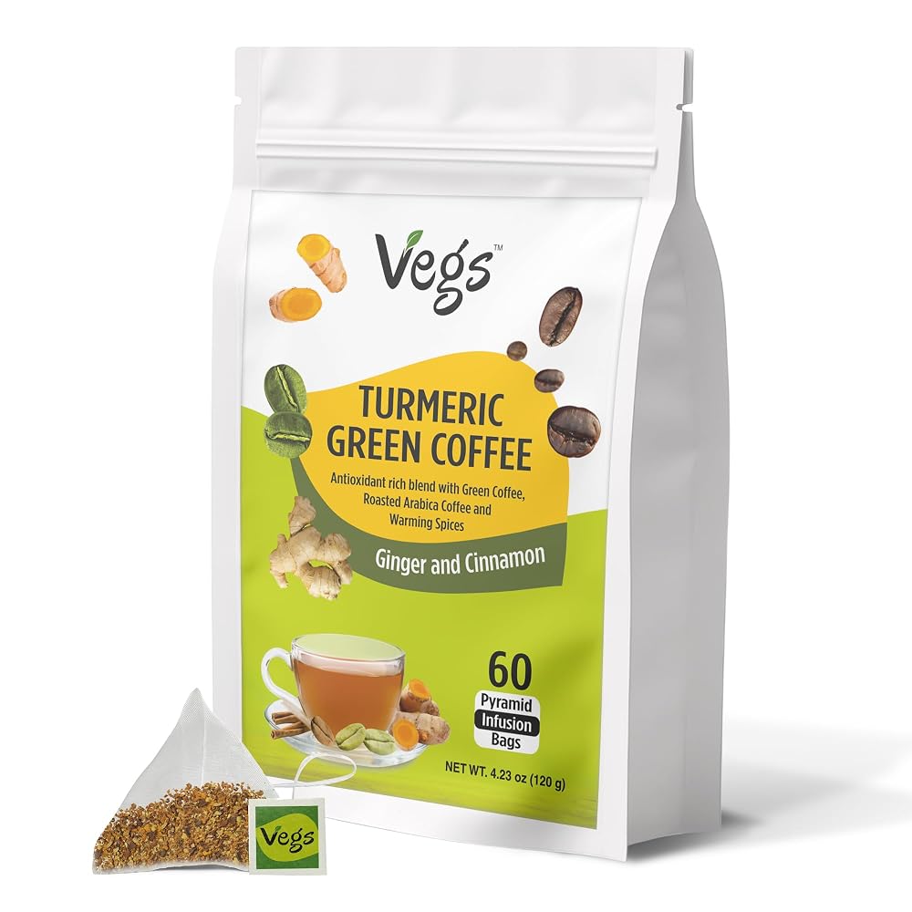 Vegs Turmeric Green Coffee Energy & Focus - 60 Pyramid Bags
